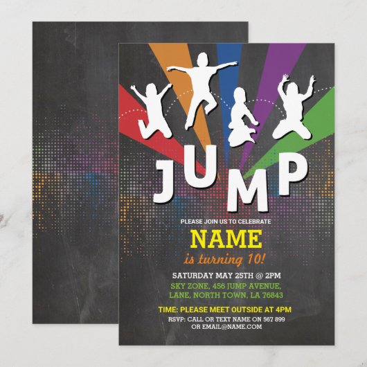 Jump Trampoline Verjaardagsfeestje Jongens Meisjes Kaart (Voorkant / Achterkant)