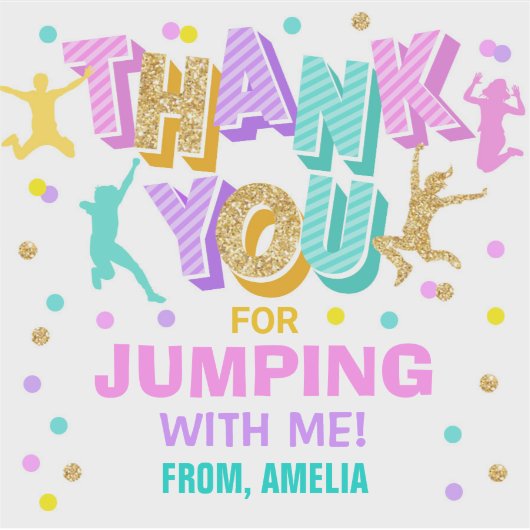 Jump Trampoline Verjaardagsgunst Sticker (Voorkant)