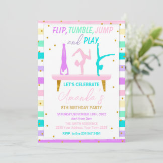 Jump Tumble and Play Gymnastics Birthday Party Kaart