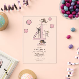 Jump & Tumble Gymnastics 4th Birthday Party Acryl Uitnodigingen