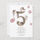 Jump & Tumble Gymnastics White 5th Birthday Party Kaart (Voorkant)