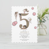 Jump & Tumble Gymnastics White 5th Birthday Party Kaart (Staand voorkant)