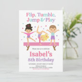 Jump Tumble Gymnastiek Verjaardag Kaart (Staand voorkant)