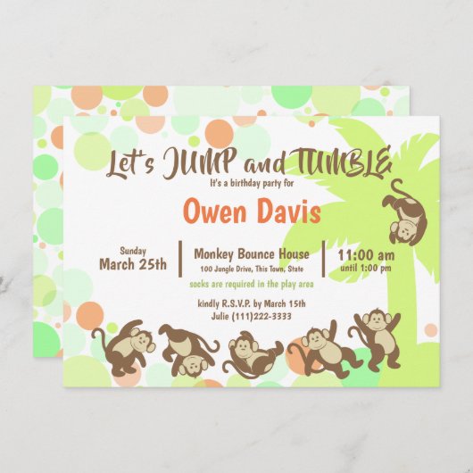 Jump Tumble Monkey Oerwoud Verjaardag Kaart (Voorkant / Achterkant)