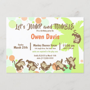 Jump Tumble Monkey Oerwoud Verjaardag Kaart