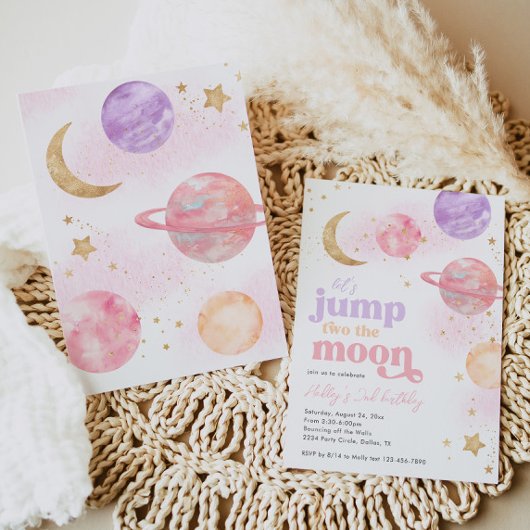 Jump TWO de Maan Verjaardag Uitnodiging