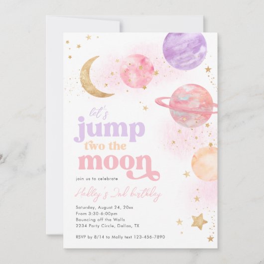 Jump TWO de Maan Verjaardag Uitnodiging (Voorkant)