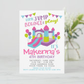 Jump Uitnodiging, Meisje Trampoline Verjaardagsfee Kaart (Staand voorkant)