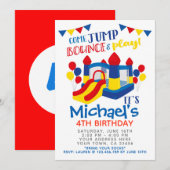 Jump uitnodiging, trampoline verjaardagsfeestje kaart (Voorkant / Achterkant)