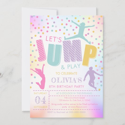 Jump verjaardag, Jump Trampoline Party uitnodiging (Voorkant)