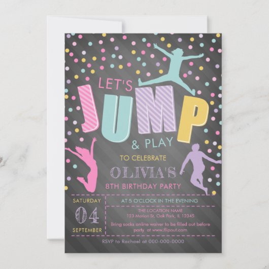 Jump verjaardag, Jumping Party uitnodiging (Voorkant)