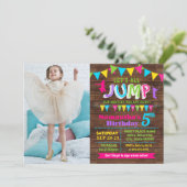 Jump verjaardag trampoline stuiteren huis roze fee kaart (Staand voorkant)