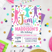 Jump Verjaardag Uitnodiging Meisje Jump Trampoline