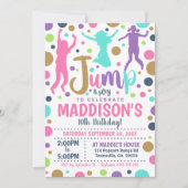 Jump Verjaardag Uitnodiging Meisje Jump Trampoline (Voorkant)