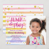 Jump Verjaardag Uitnodiging voor Girls Bounce Part (Voorkant / Achterkant)