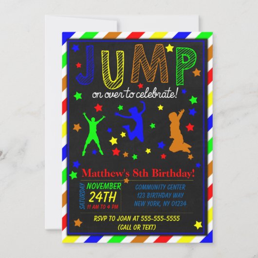 Jump Verjaardagsfeest Uitnodiging voor een jongen (Voorkant)