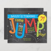 Jump Verjaardagsfeestkleuren op Krijt Budget Invit (Voorkant / Achterkant)