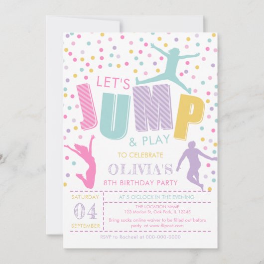 Jump verjaardagsfeestuitnodiging kaart (Voorkant)