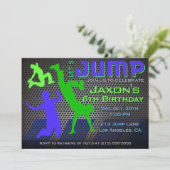 Jump verjaardagsuitnodiging - Bounce House Trampol Kaart (Staand voorkant)