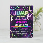 Jump verjaardagsuitnodiging, Jump Invite, Trampoli Kaart (Staand voorkant)
