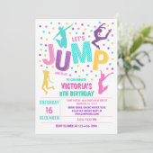 Jump verjaardagsuitnodiging, Jump Invite, Trampoli Kaart (Staand voorkant)