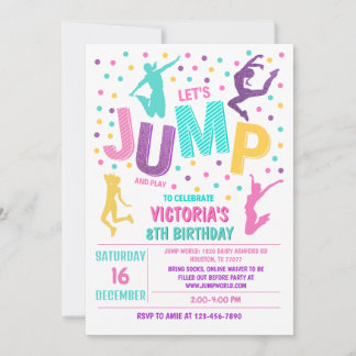 Jump verjaardagsuitnodiging, Jump Invite, Trampoli Kaart
