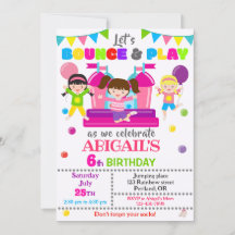 Jump verjaardagsuitnodiging Meisje bounce huis uit