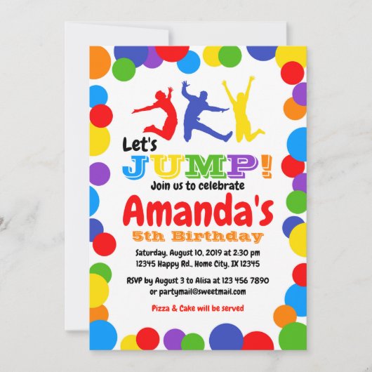 Jump verjaardagsuitnodiging regenboogverjaardag kaart (Voorkant)