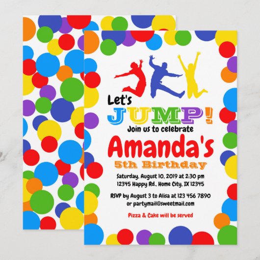 Jump verjaardagsuitnodiging regenboogverjaardag kaart (Voorkant / Achterkant)