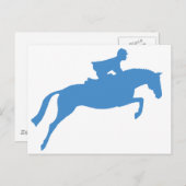 Jumper Horse Silhouette (blauw) Briefkaart (Voorkant / Achterkant)