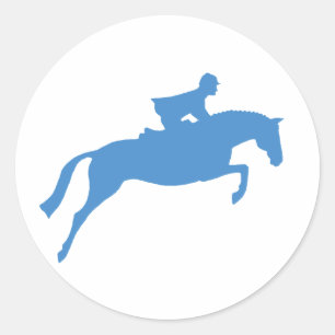 Jumper Horse Silhouette (blauw) Ronde Sticker