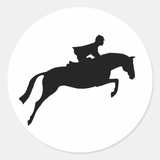 Jumper Horse Silhouette Ronde Sticker (Voorkant)