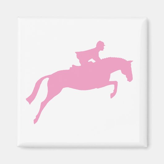 Jumper Horse Silhouette (roze) Magneet (Voorkant)