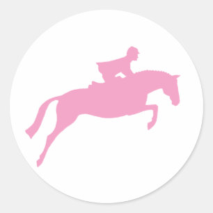 Jumper Horse Silhouette (roze) Ronde Sticker