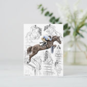 Jumper Horses Fences Montage Briefkaart (Staand voorkant)