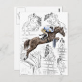 Jumper Horses Fences Montage Briefkaart (Voorkant / Achterkant)