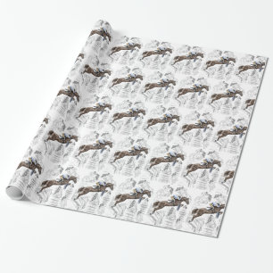 Jumper Horses Fences Montage Cadeaupapier