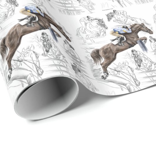 Jumper Horses Fences Montage Cadeaupapier (Rol Hoek)