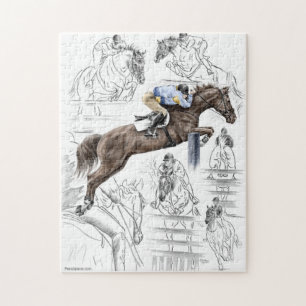 Jumper Horses Fences Montage Legpuzzel