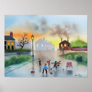 jumpers voor nostalgisch schilderen op goalposten poster