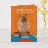 Jumpin' Jiminy Funny Gerbil laat jarig Kaart (Gele Bloem)