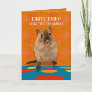 Jumpin' Jiminy Funny Gerbil laat jarig Kaart