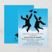 Jumping Afgestudeerden Afstuderen Party Uitnodigin Kaart (Voorkant / Achterkant)