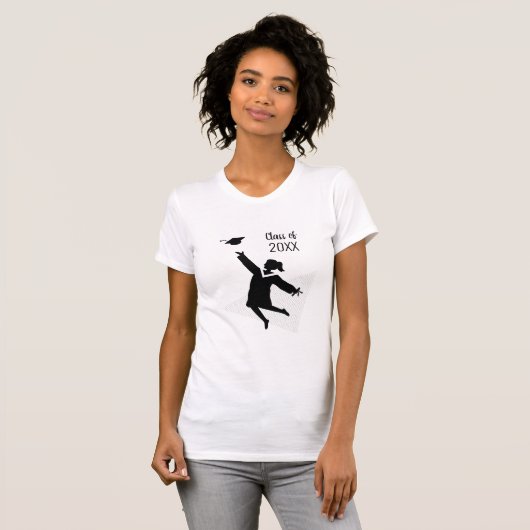 Jumping Afstuderen Girl, Jaar van het Afstuderen T-shirt (Voorkant volledig)