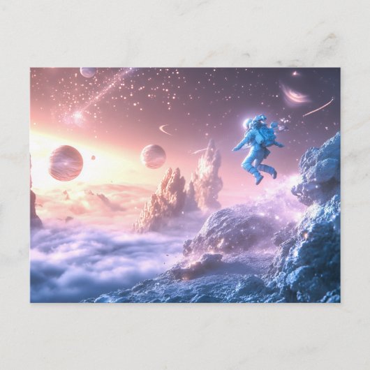 Jumping Astronaut Briefkaart (Voorkant)