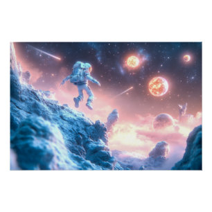 Jumping Astronaut Perfect Poster