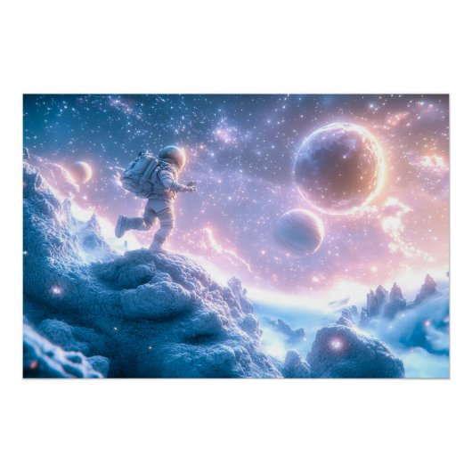Jumping Astronaut Perfect Poster (Voorkant)