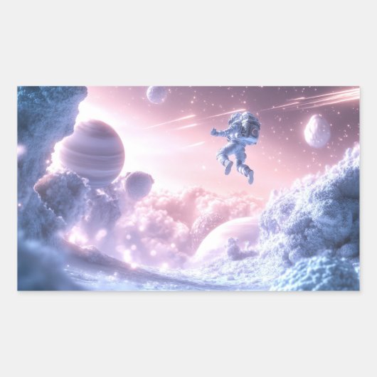 Jumping Astronaut Rechthoekige Sticker (Voorkant)