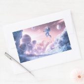 Jumping Astronaut Rechthoekige Sticker (Envelop)