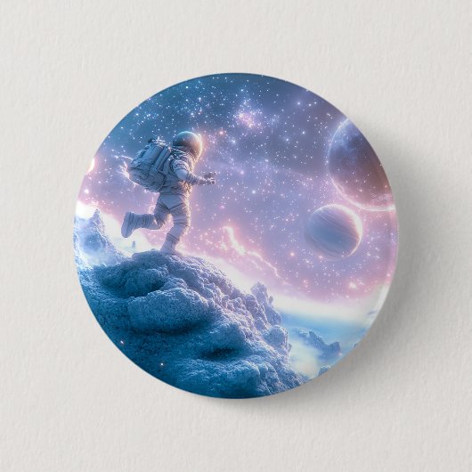 Jumping Astronaut Ronde Button 5,7 Cm (Voorkant)